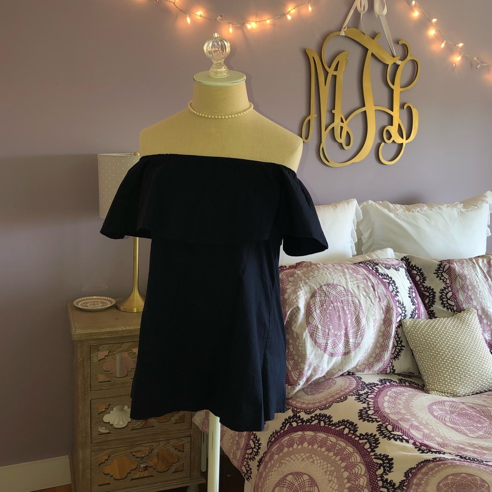 Navy Blue Off-the-Shoulder Top